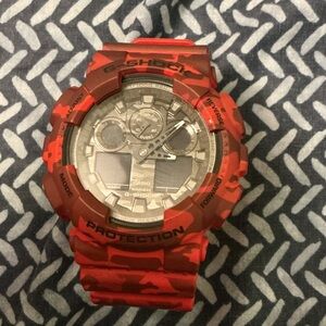 Casio G-Shock Red and Black Camouflage Watch